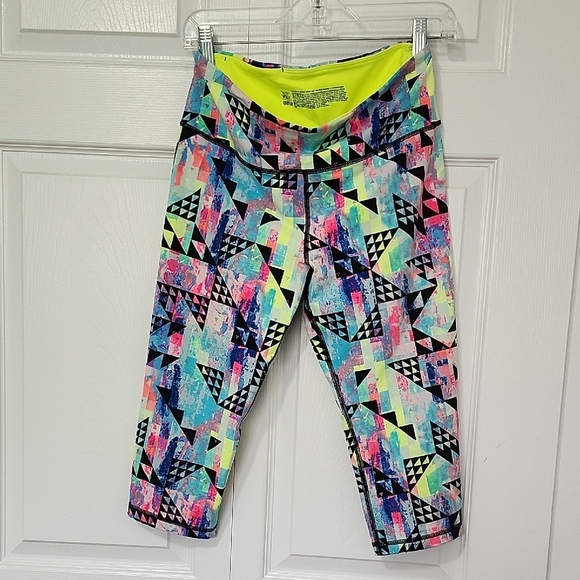 Victoria's Secret Blue and Pink Capris Vibrant Athletic Style - Picture 1 of 3